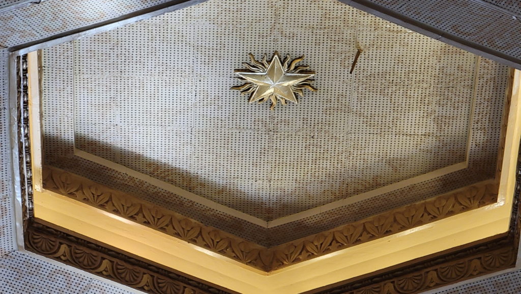 pencil in ceiling of Senate Chamber at Louisiana State Capitol
