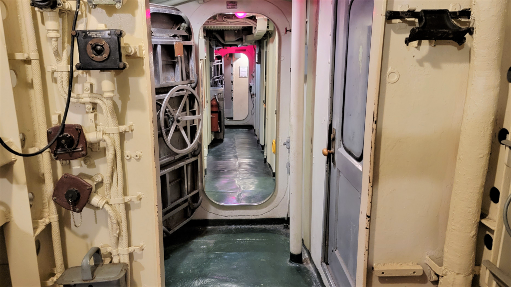 USS Kidd interior passageway